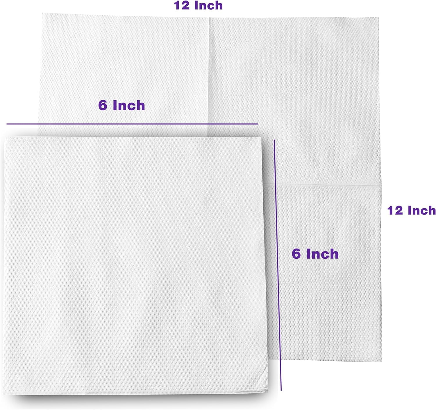 [500 Count - 6x6 Inch folded] 1-ply White Lunch Napkins - Disposable Absorbent Paper Napkins for Everyday use, Events, Parties (12x12 Inch unfolded)
