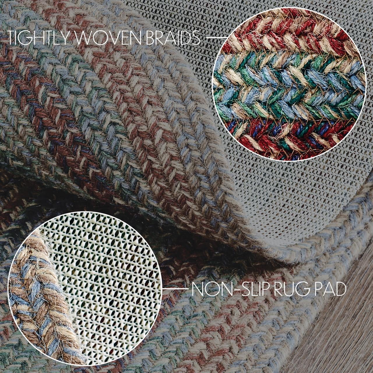 VHC Brands Multi Jute Rug Oval w/Pad 20x30