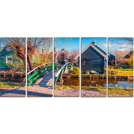 Village Pieces Design Art 'Dutch Buildings in Zaanstad Village' 5 Piece Photographic Print on Wrapped Canvas Set ()