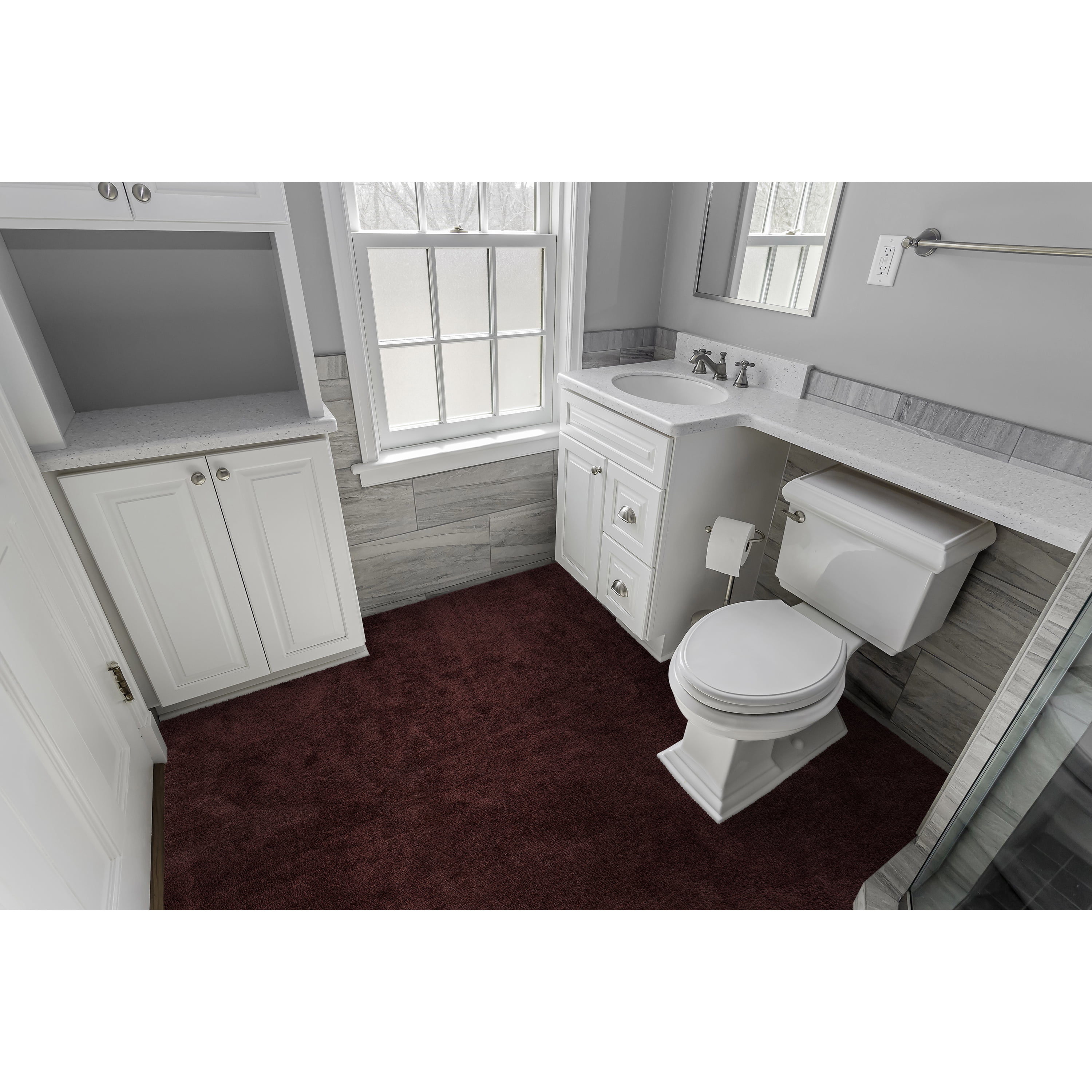 Garland Rug Room Size Washable Nylon Burgundy Bathroom Carpet, 5' x 8'