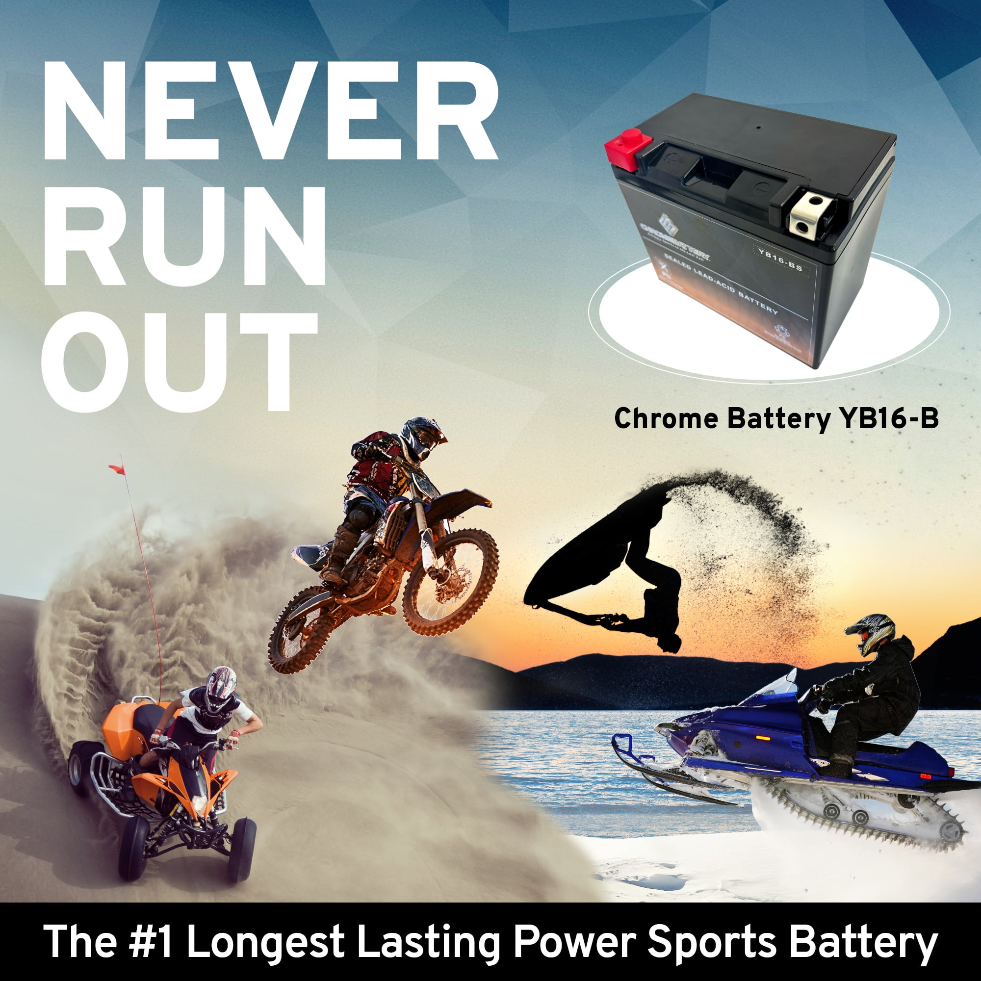 Chrome Battery Yb16-b (16-b 12 Volts,19 Ah, 250 Cca) Motorcycle Battery for Harley-davidson Fx/fxr Series Year (79-94)