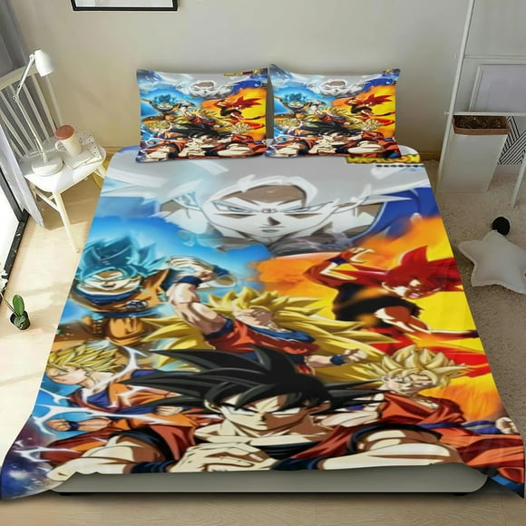 Dragon ball thin bedding set has an iconic print, includes a fitted sheet, duvet cover, and pillowcase,35" x 75"(90*190cm)