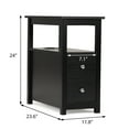 thumbnail image 2 of Sandinrayli End Table with Charging Station Narrow Nightstand Bedside Table with Storage Shelves for Living Room Bedroom, 2 of 7