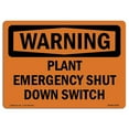 thumbnail image 1 of SignMission OS-WS-A-1218-L-12320 12 x 18 in. OSHA Warning Sign - Plant Emergency Shut Down Switch, 1 of 1