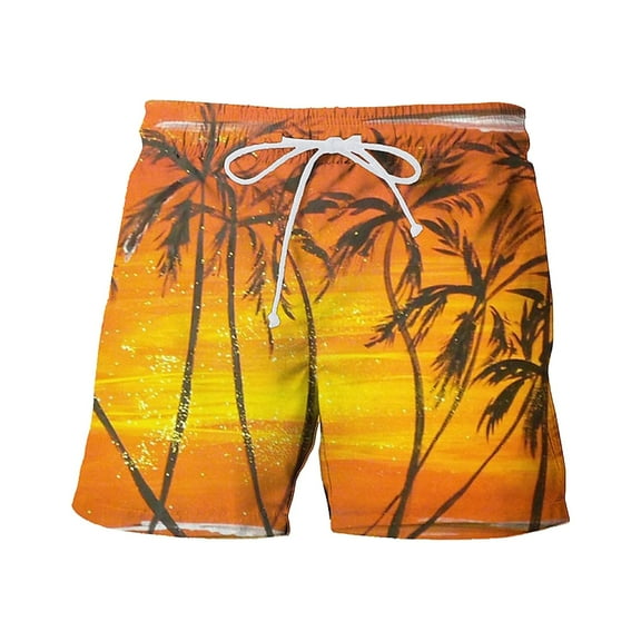 Casual Swim Trunks Men Spring Summer Printed Panel Sports Pockets Fashion Quick Dry Swimsuits Beach Shorts