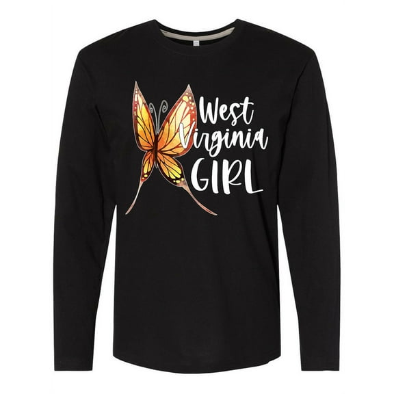 Inktastic West Virginia Girl- Butterfly Long Sleeve T-Shirt