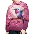 thumbnail image 5 of Xoenoiee Girls Hoodies Pullover Hoodies Long Sleeve Hooded Sweater Fall Winter Tops with Kangaroo Pocket for Kids Traveling Running Hiking, Floral Peach Blossom Hummingbird Print, S, 5 of 7