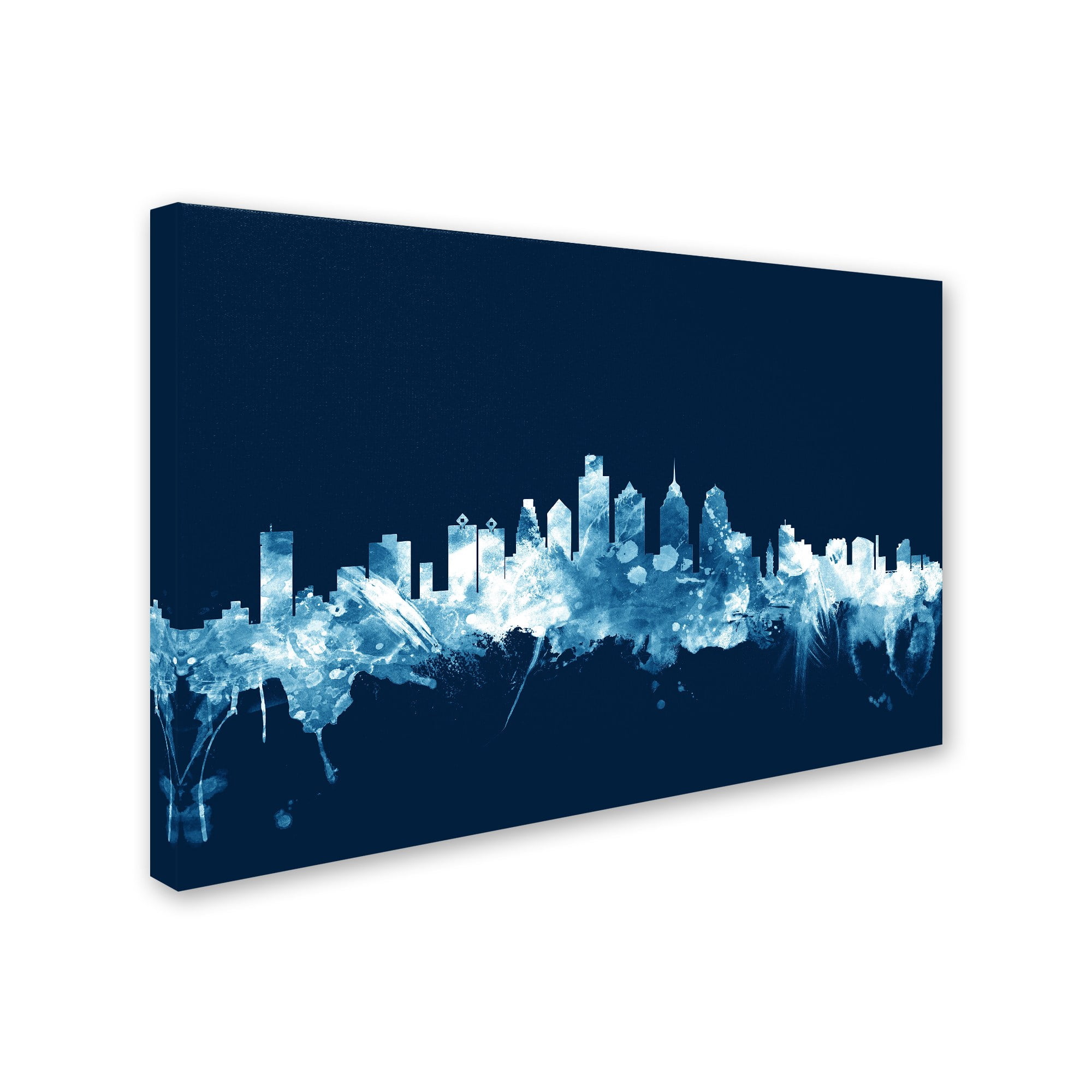 Trademark Fine Art "Philadelphia PA Skyline Navy" Canvas Art by Michael Tompsett