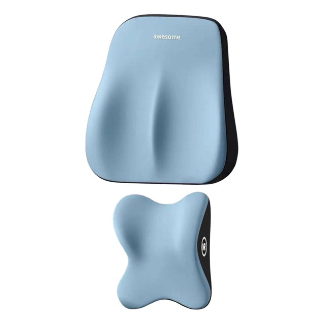 Cojín genérico para el respaldo del coche, soporte lumbar y almohada para el cuello del coche, cojín para el asiento Azul