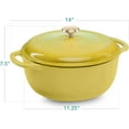 thumbnail image 2 of MorandiMal 6 Quart Enamel Cast-Iron Round Dutch Oven, Family Style Heavy-Duty Pre-Seasoned Cookware for Home, Kitchen, Dining Room, Oven Safe w/Lid, Dual Handles - Lemon Meringue, 2 of 7