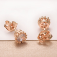 thumbnail image 5 of Airoki 18k Rose Gold Plated Halo Round Stud Earrings with Simulated Diamond Crystal for Women Dainty Small Earrings Jewelry, 5 of 5