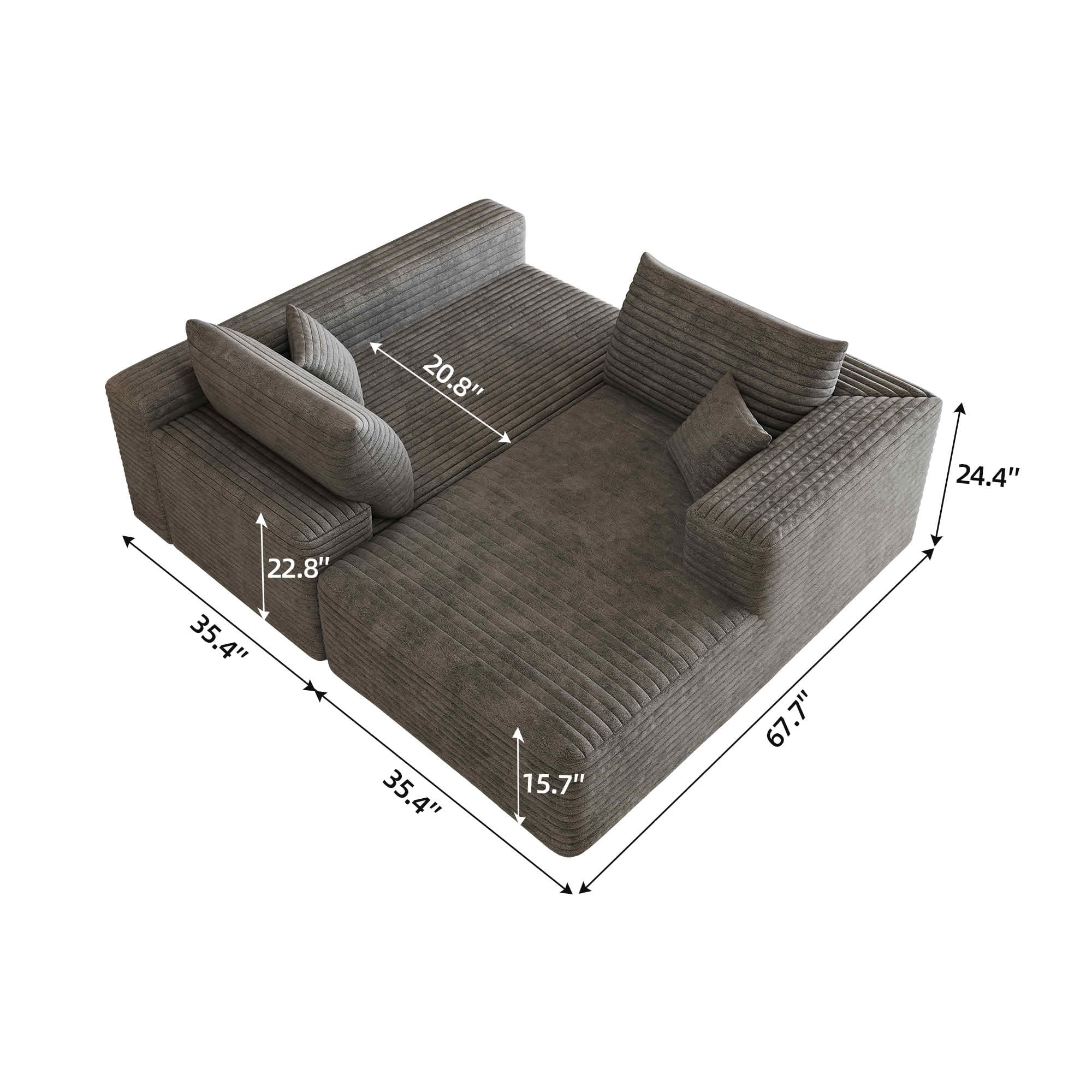 MAYEERTY 103 Inch L‑Shaped Cloud Sectional Sofa, Modern Minimalist Deep‑Seat Corner Couch, Plush Corduroy Upholstered Reversible Sofa, No‑Assembly Required for Living Room Apartment