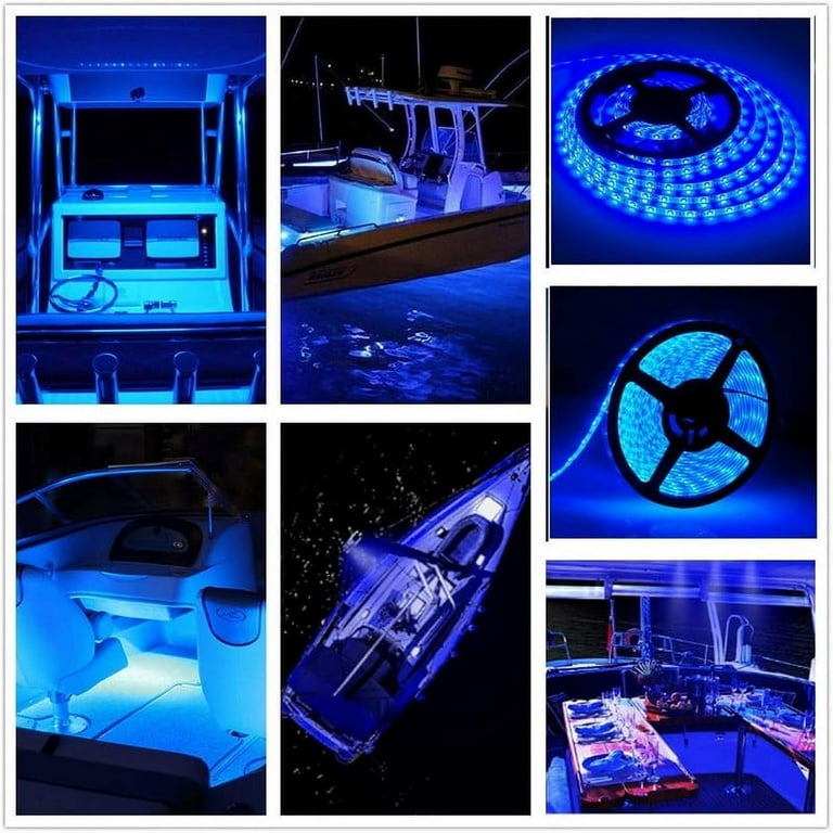 Marine Submersible LED Light Strip 12V 12 FT Blue, LED Rope Lights,  Waterproof Led Lights