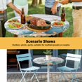thumbnail image 6 of Elastic Fitted Round Tablecloth, Teal Blue Coastal Waterproof Stretch Table Cover for 36"-44" Tables, Summer Beach Starfish Shell Coral Nautical Vintage Washable Outdoor Tablecloths for Patio, Picnic, 6 of 9