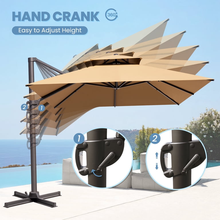 crestlive products cantilever patio umbrella 9 x 11 ft Outdoor Offset with Base Packing list Crestlive Products 11-ft Aluminum Navy