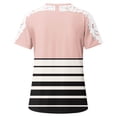 thumbnail image 3 of Camisas de Manga Corta para las Mujeres Impresión Cuello Redondo Suéter Encaje Camisa, Blusa de Verano Casual para las Mujeres, 3 of 5