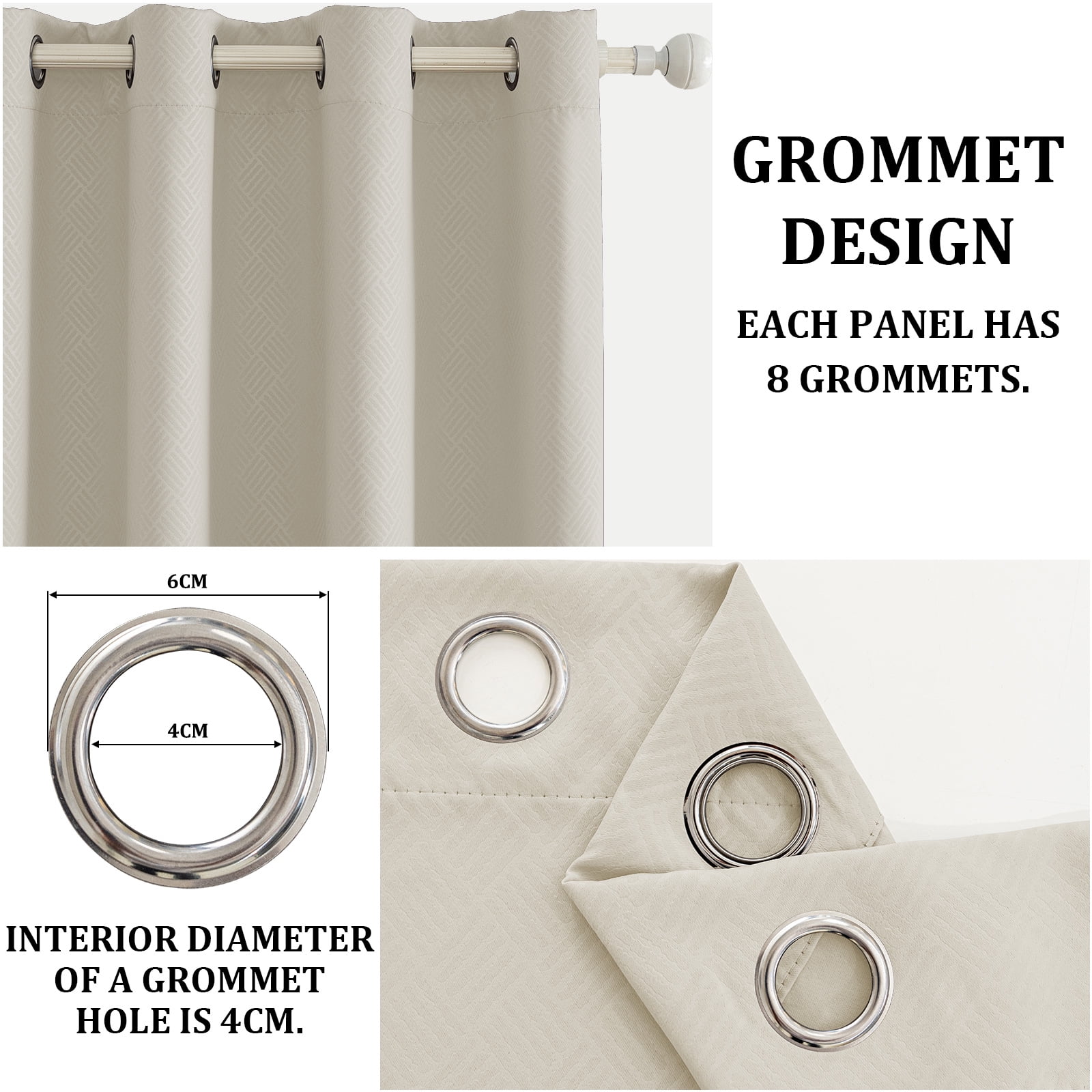 JIATER Blackout Curtains Set of 2 Panels for Bedroom Living Room 42 x 84 in,Thermal Insulated Room Darkening Blackout Curtains with Grommet,Beige
