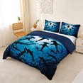 thumbnail image 2 of jejeloiu Deep Ocean Shark Bedding,Silhouette Print Duvet Cover Full For Boys,Blue Black,Navy Blue Reversible,3-Piece,1 Duvet Cover and 2 Pillowcases, 2 of 6