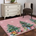 thumbnail image 3 of 3'x5' Area Rugs, Pink Tree Christmas Indoor Outdoor Area Rug for Living Room Bedroom, Xmas Snowflake Watercolor Washable Bathroom Rugs Kitchen Floor Carpet Mats Home Decor Aesthetic, 3 of 8