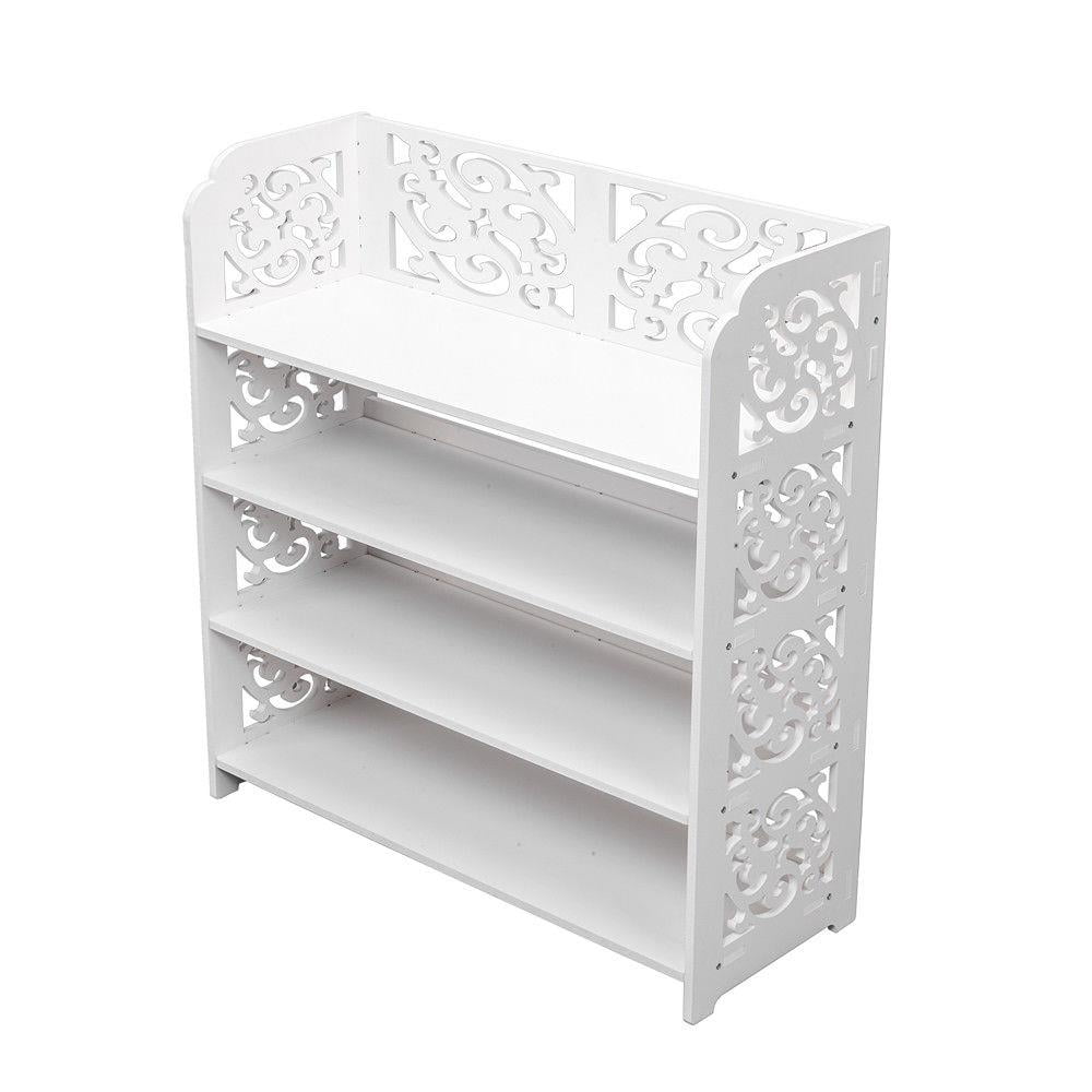 Ktaxon 4-Tier Standing Shoe Rack, Wood Plastic Board, White