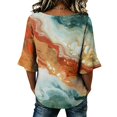 thumbnail image 5 of Stralyhd 3/4 Length Sleeve Womens Tops 2026 Summer Casual V Neck Henley Blouses Beach Vacation Button Down Tops Work Tie Dye Shirts Light Green S, 5 of 6