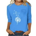 thumbnail image 2 of Jewelreauty Women Tunic Tops Elbow Length Round Neck Floral T-Shirts Summer Casual Basic Tee, 2 of 5