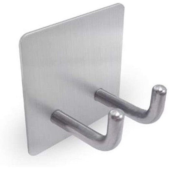 4 Pieces Stainless Steel 3M Adhesive Hook , Self-Adhesive Wall Hook Towel Holder Kitchen Bathroom , Towel Racks Hooks , Self-Adhesive , Double Hooks