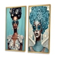 thumbnail image 3 of Designart "Africanogue Goddess in Retro Blue Fashion I" African American Woman Framed Wall Art Set Of 2 - Glam Blue Framed Wall Art Set Of 2, 3 of 6