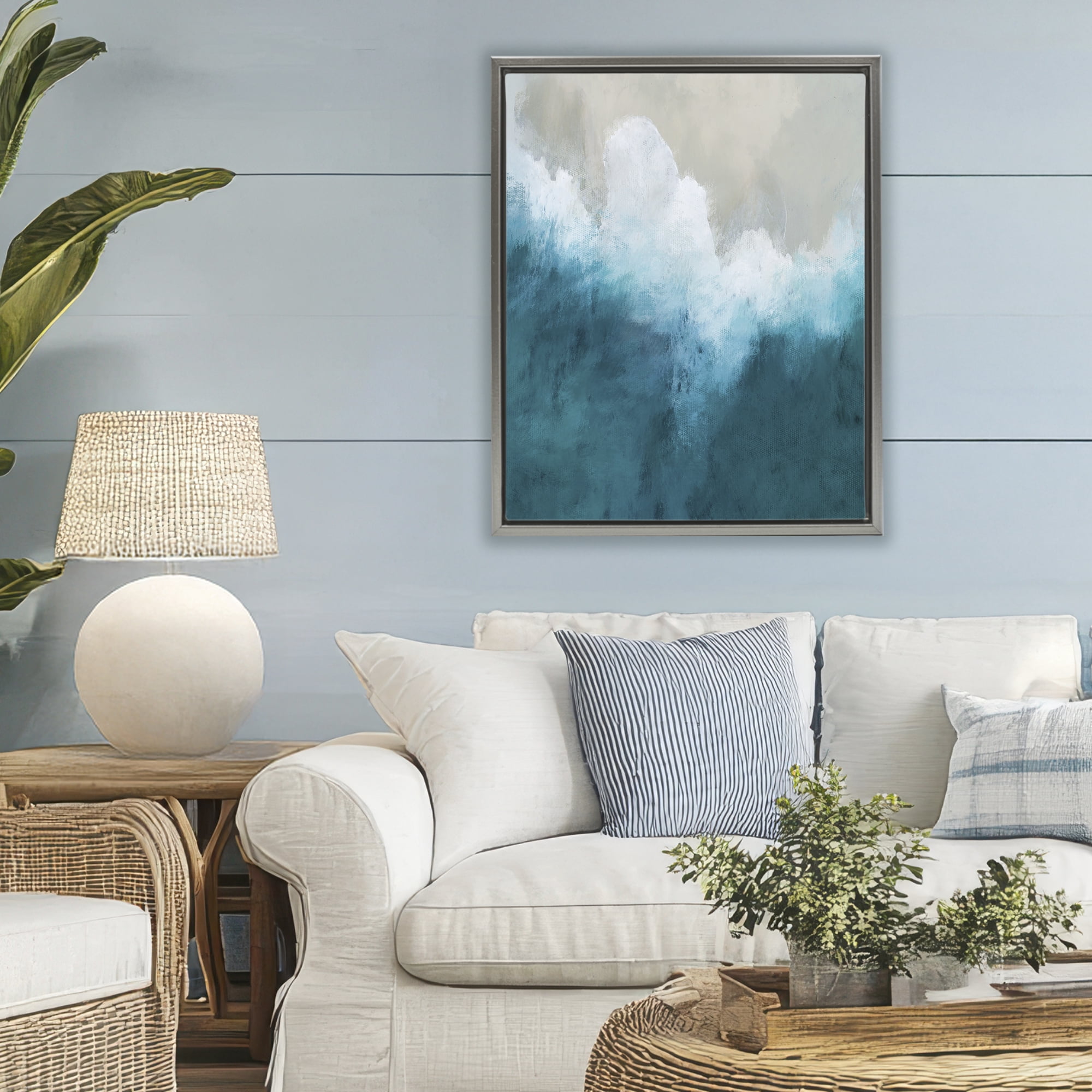 Stupell Industries Aerial Tide Abstraction Gray Framed Floater Canvas Wall Art, design by Denise Brown