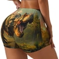 thumbnail image 2 of Kdxio Realistic Style Forest Dinosaur Print Workout Shorts for Women Seamless Soft Smooth Gym Yoga Scrunch Active Shorts, 2 of 5