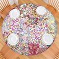 thumbnail image 2 of Pioneer Flower Floral Print Pattern Round Fitted Tablecloth with Elastic Edge,Dining Table Cover Waterproof,Outdoor Round Tablecloth for Camping,Dining,Indoor and Outdoor, 2 of 7