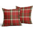 thumbnail image 2 of Red Green Christmas Plaid Pillow Covers 16x16 Set of 2 Xmas Buffalo Tartan Print Holiday Decorative Throw Pillows Outdoor Pillowcase Square Linen Farmhouse Cushion Case Decor for Couch Sofa Bed, 2 of 5