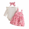 thumbnail image 3 of THDHVS Newborn Girl Outfits,Girls' Clothing Sets,Plaid Bow Overalls Set with Flutter Sleeve Top and Headband for Baby Girl Spring Style 12-18 Months, 3 of 10