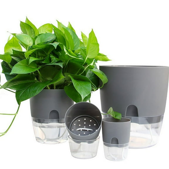 Plastic Self Watering Pots, Large Clear Plastic Automatic-Watering Plant Pot,Watering Planter with Drainage,Clear African Violet Pots for Indoor Plants, Wick Rope, Windowsill Gardens, Herb, Orchid