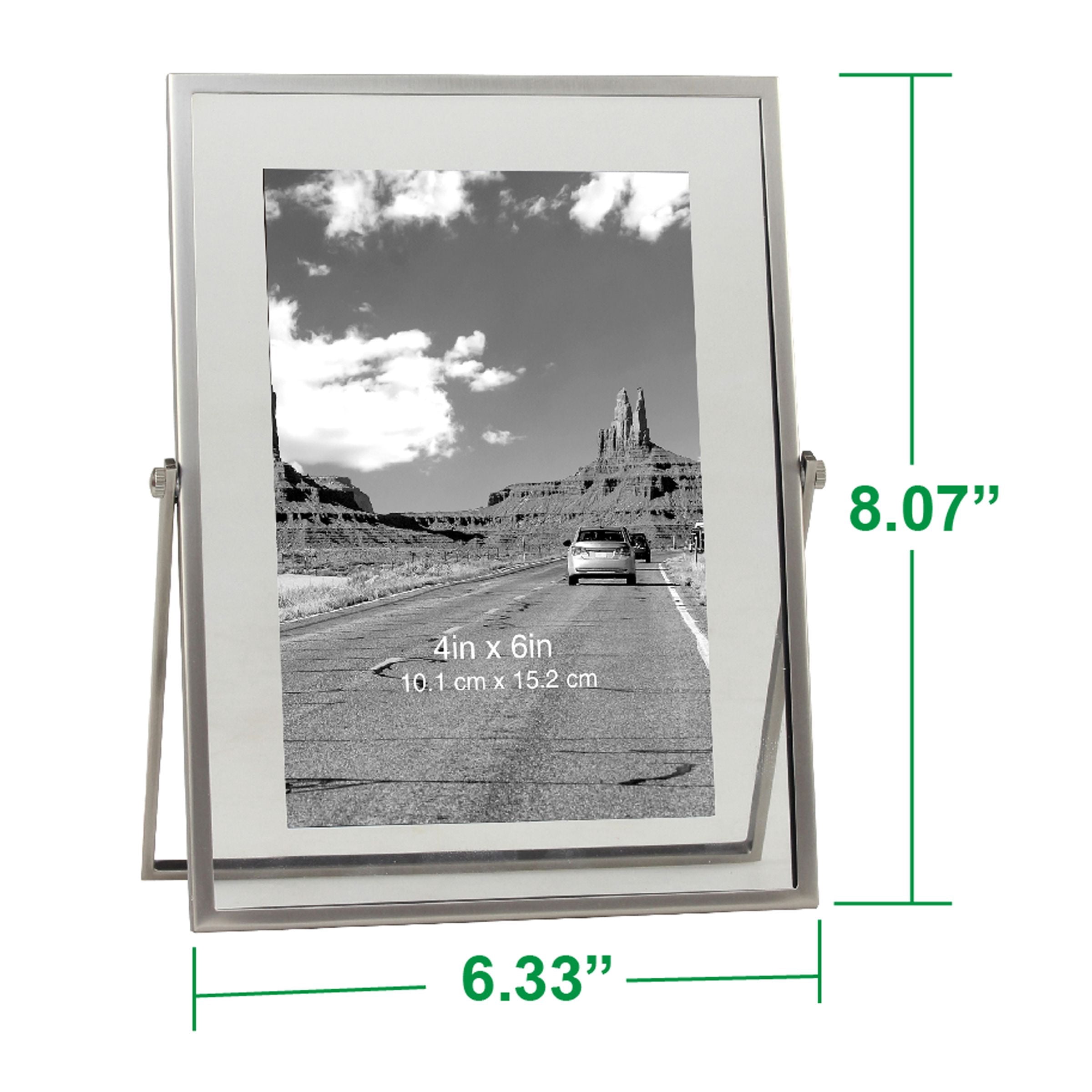 Better Homes & Gardens 4" x 6" Rectangle Metal Tabletop Floating Picture Frame, Gray