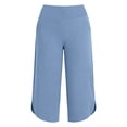 thumbnail image 4 of Kvture Capri Yoga Pants for Women Summer Split Side Sweatpants Stretch Lounge Lightweight Workout Joggers with Pockets Blue Pant L, 4 of 9