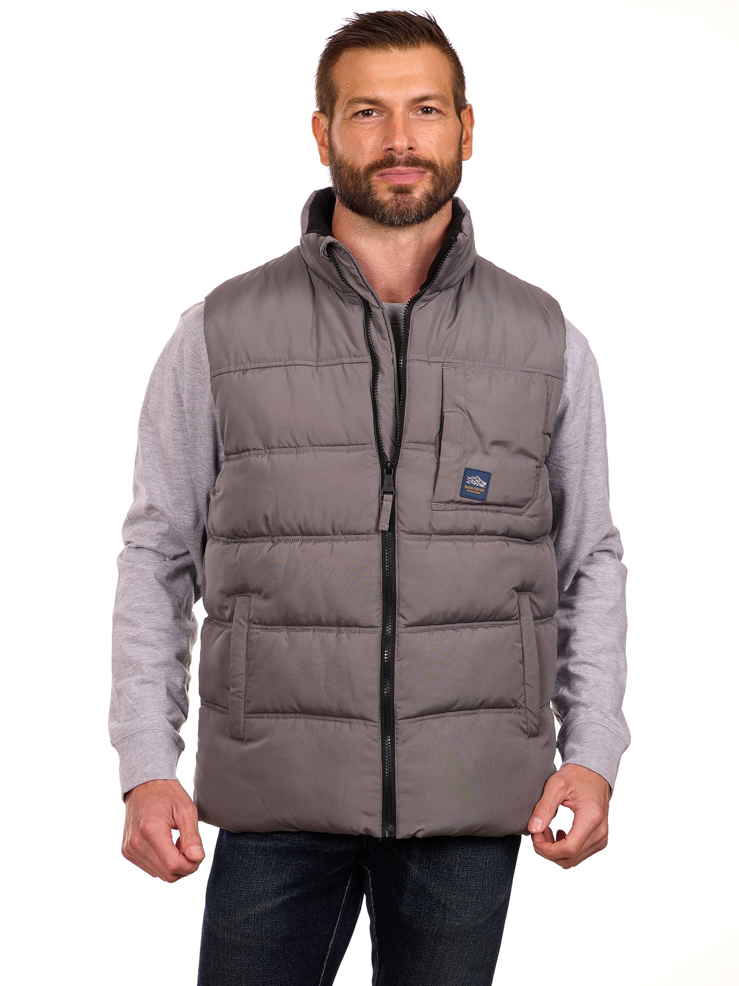 Bass Creek Outfitters Men's Double Needle Quilted Puffer Vest, Sizes M-XXL