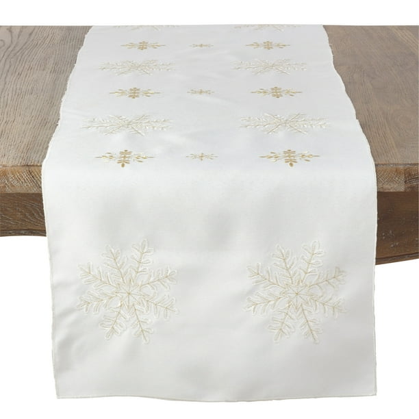 Stunning 108 christmas table runner Fennco Styles Embroidered Snowflake Christmas Table Runner 16 X 108 Inch Ivory Cover For Holiday Da C Cor Family Gathering Special Events And Everyday Use Walmart Com