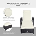 thumbnail image 4 of Chaise Longue en Rotin PE Blanc Café Foncé et Crème avec Dossier Réglable / Chaise Longue de Patio Extérieure avec Coussin et Roues - Parfaite pour Jardins et Piscines, 4 of 7