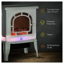 Electric Fireplace Stove, Freestanding Fireplace Heater with Realistic LED Flame, Adjustable Temperature, Overheat Protection, 750W/1500W, White