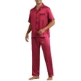 thumbnail image 4 of INSPIRE CHIC Satin Pajamas Set for Men's 2 Pieces Sleepwear Sleepshirt Sleep Pants Casual Loungwear, 4 of 6