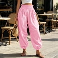 thumbnail image 4 of Aezemi Womens Ruffle Elastic Waist Trousers Fashion Comfy Pull on Summer Joggers Summer Walking Daily Casual Spring Pants with Pockets M, 4 of 9