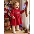 thumbnail image 4 of Cjfdfy Toddler Baby Girl Christmas Dress Embroidery Corduroy Smocked Collar Long Sleeve a-line Dresses Little Baby Cute My First Christmas Fall Winter Outfits 6M-4Y ﻿, 4 of 9