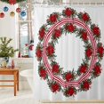 thumbnail image 6 of Christmas Shower Curtains for Bathroom, Red Circle Winter Flower Wreath Green Leaf Plant Waterproof Fabric Shower Curtain for Bathroom Bathtub Decoration, Machine Washable, 72"x84", 6 of 9