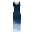 thumbnail image 4 of Summer Dresses for Women Trendy Sleeveless High Waist Boho Ribbed Drawstring Sundress Ruched Sexy High Slit Maxi Dress, 4 of 5