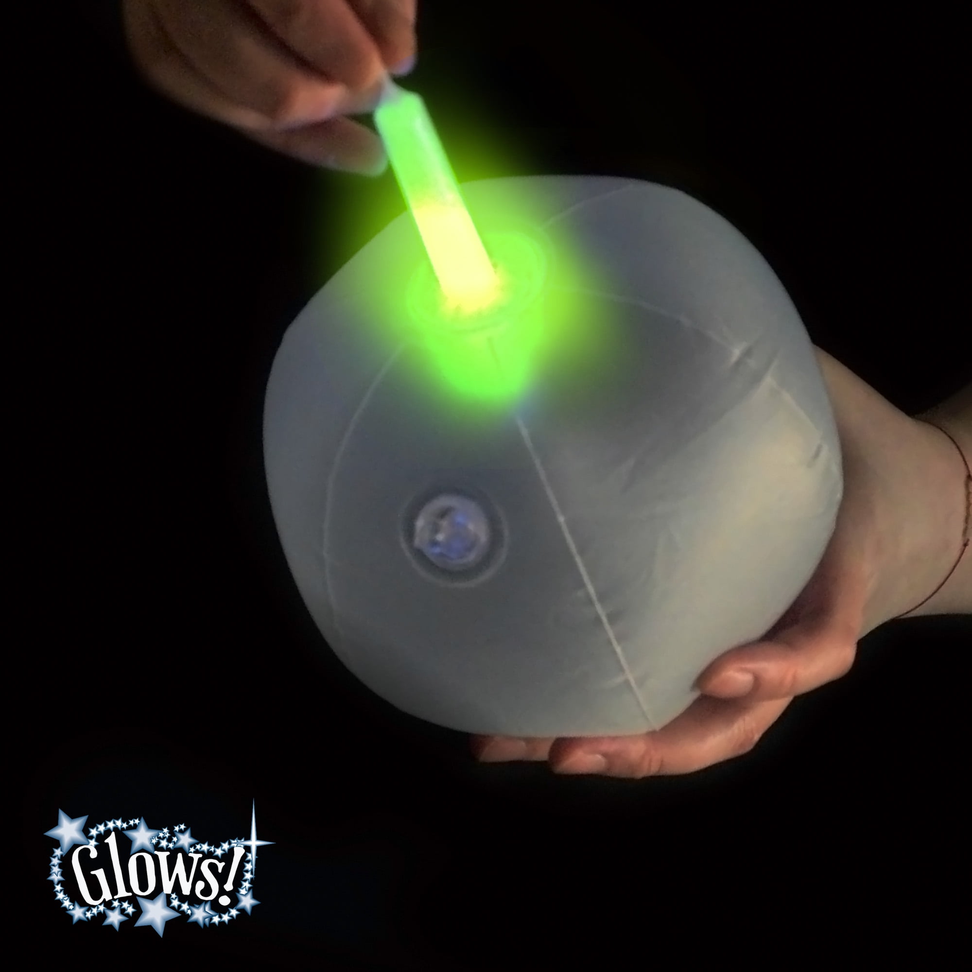 Translucent W/Glow Sticks GLOW IN THE DARK BEACH BALLS Play Glow Reusable-NEW 