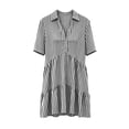 thumbnail image 7 of Guieoi Summer Dresses for Women Plus Size Casual Striped Cotton-Linen Collared Short-Sleeve Button-Down Midi Dress Black M, 7 of 7