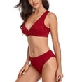 thumbnail image 3 of Women's 2 Piece Bikini Set Wide Straps  Two Piece Swimsuit Woman V Neck Wide Underbust Band Bathing Suits, 3 of 6