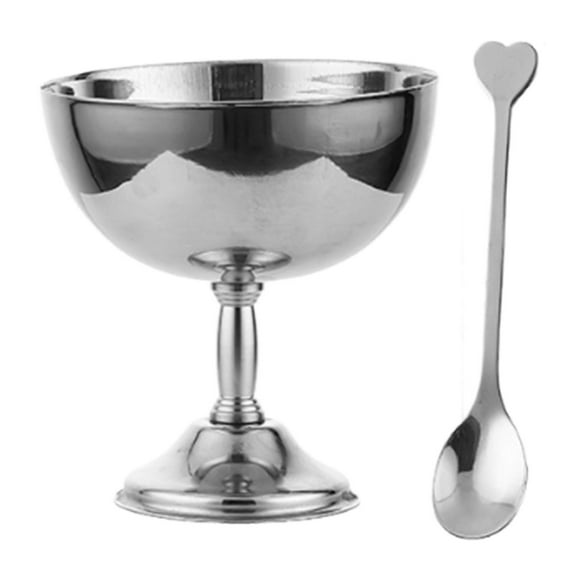Tazón de helado, taza para servir postres, base alta portátil con cuchara, taza de yogur para 200 ml