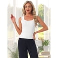 thumbnail image 2 of DARING DIVA Women's Scoop Neck Sleeveless Fitted Cotton Layering Tank Top L White, 2 of 7